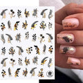 Black And Gold Holographic Sticker Sheets (Leaves JO-1621)