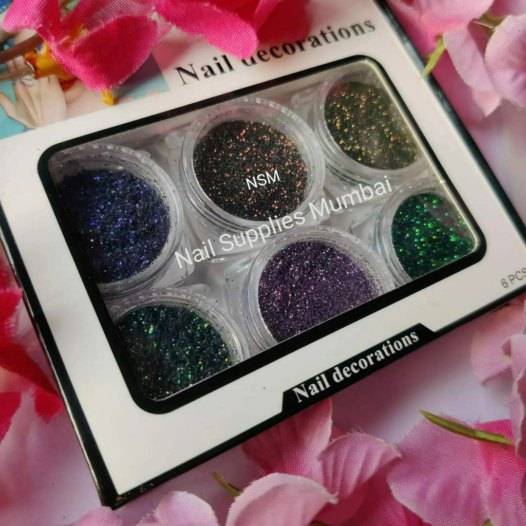 Christmas Themed Nail Glitter (Set Of 6 Colors)