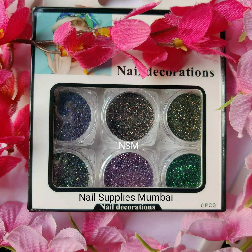 Christmas Themed Nail Glitter (Set Of 6 Colors)