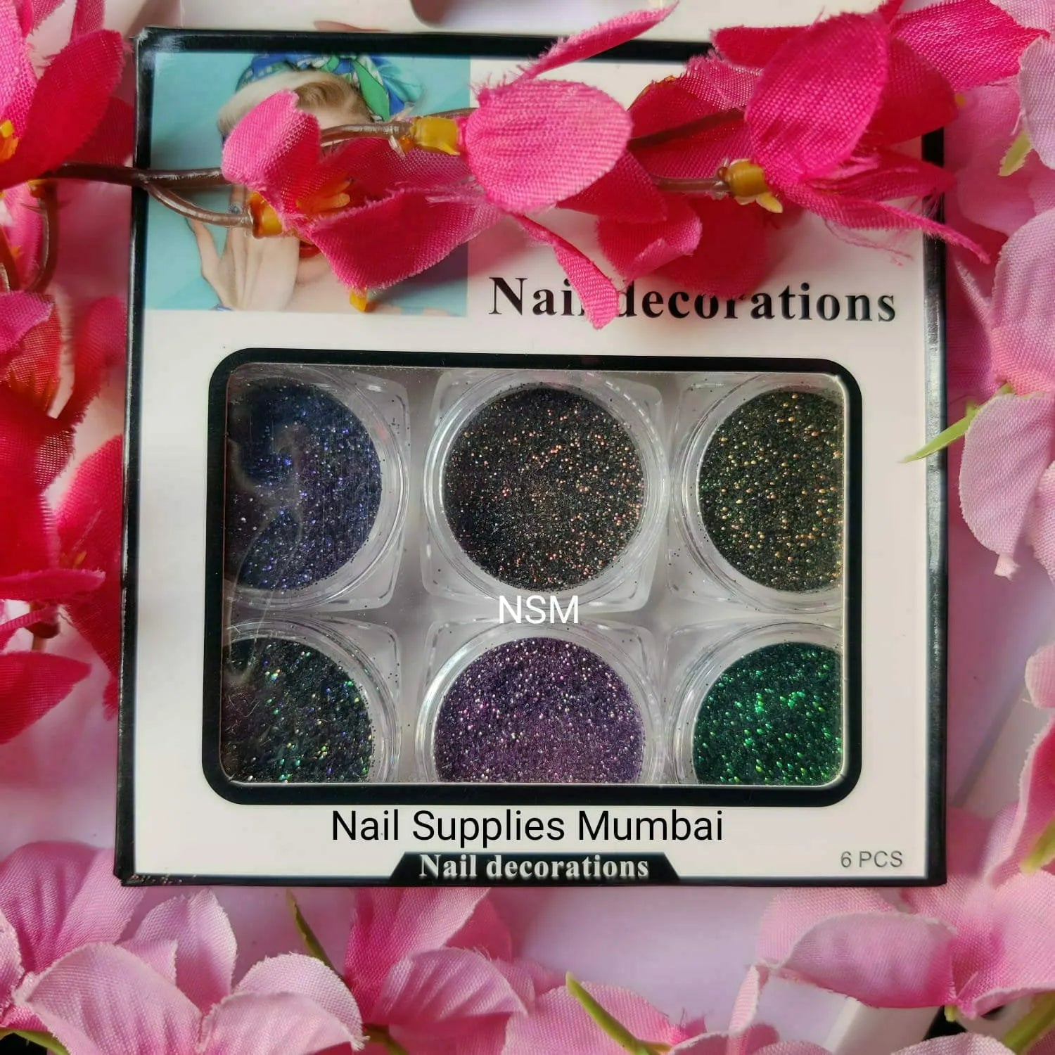 Christmas Themed Nail Glitter (Set Of 6 Colors)