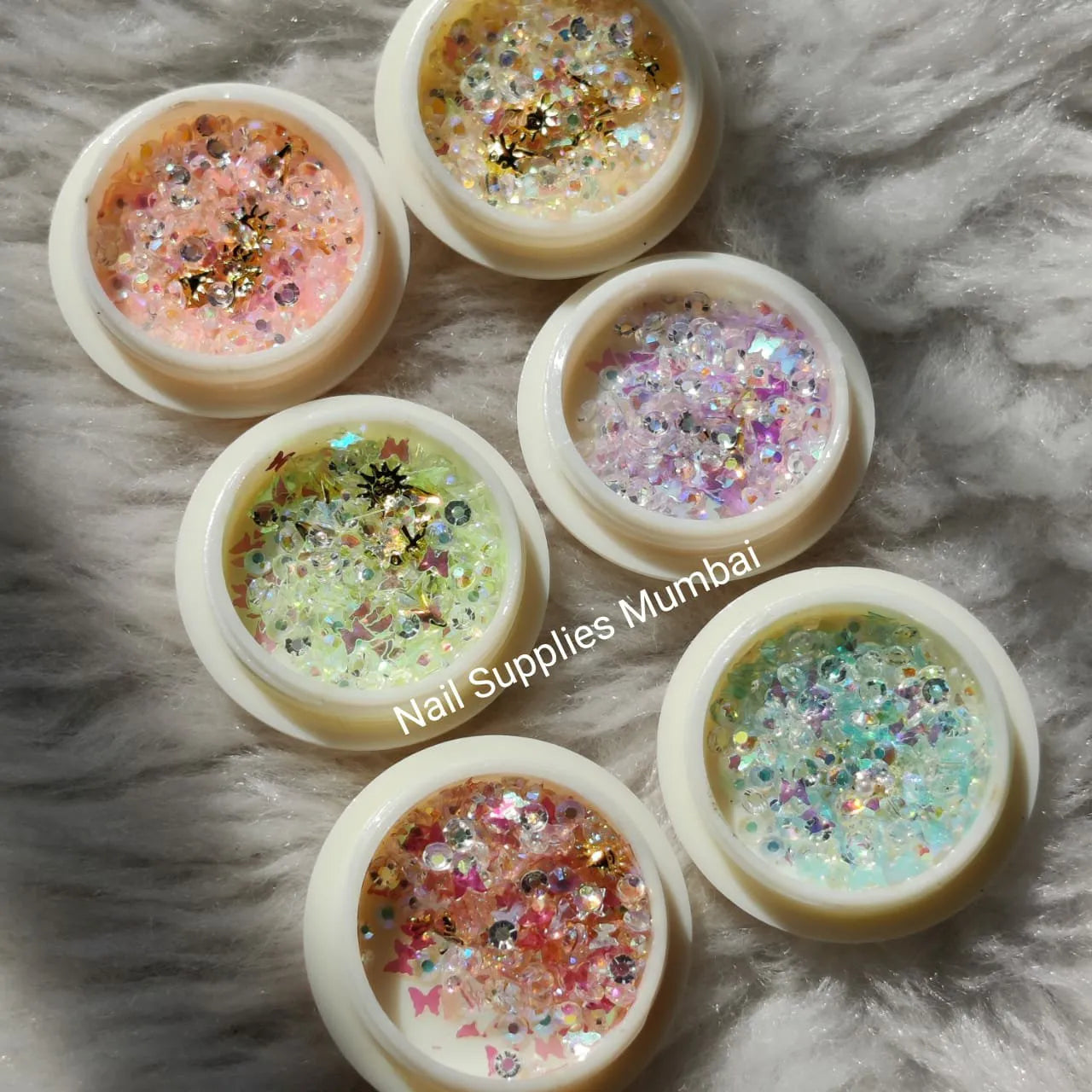 Pastel Aurora Rhinestones, Butterfly And Mylar Mix (Set Of 6 Colors)
