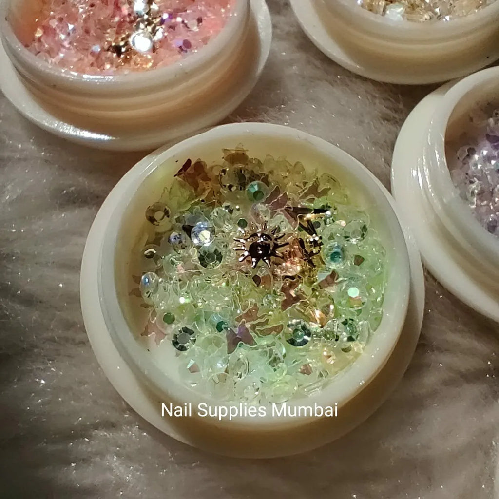 Pastel Aurora Rhinestones, Butterfly And Mylar Mix (Set Of 6 Colors)