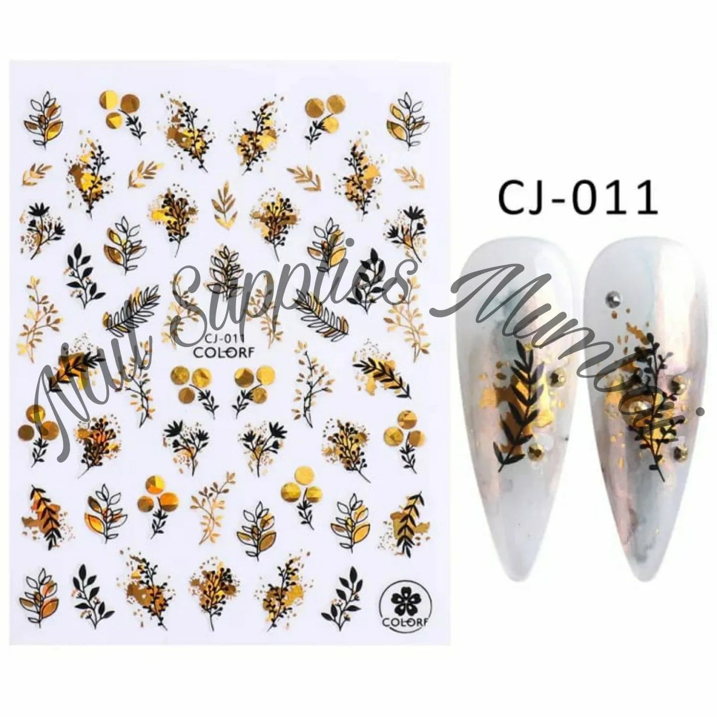 Leaves Golden Holographic Sticker Sheets (CJ-011)