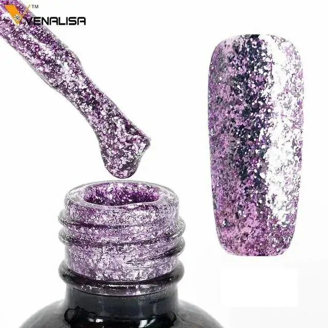 Venalisa Platinum Glitter Gel Nail Polish (Purple Pink) (12ml)