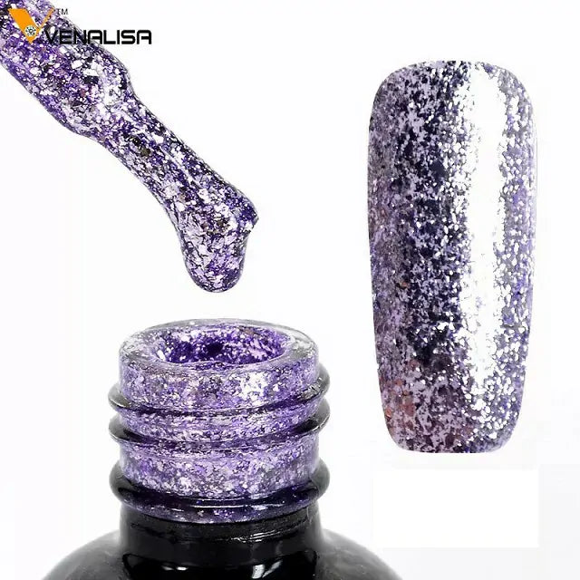 Venalisa Platinum Glitter Gel Nail Polish (Starry Purple) (12ml)