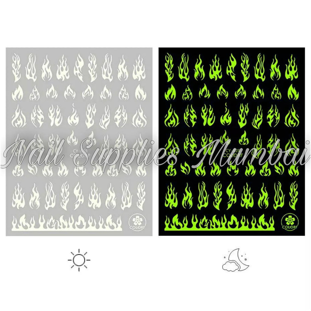 Flames Glow In The Dark Sticker Sheets (CY-028)