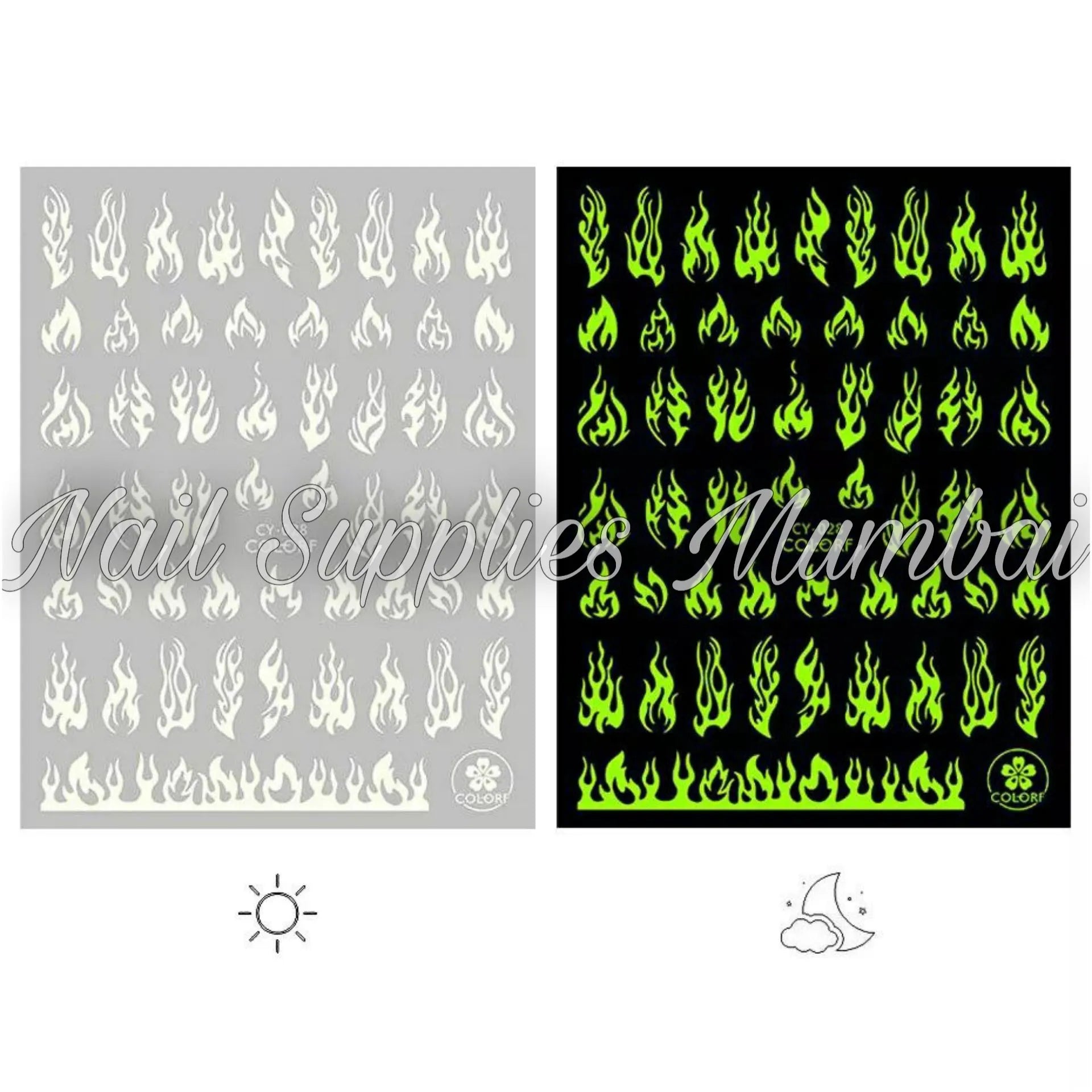 Flames Glow In The Dark Sticker Sheets (CY-028)