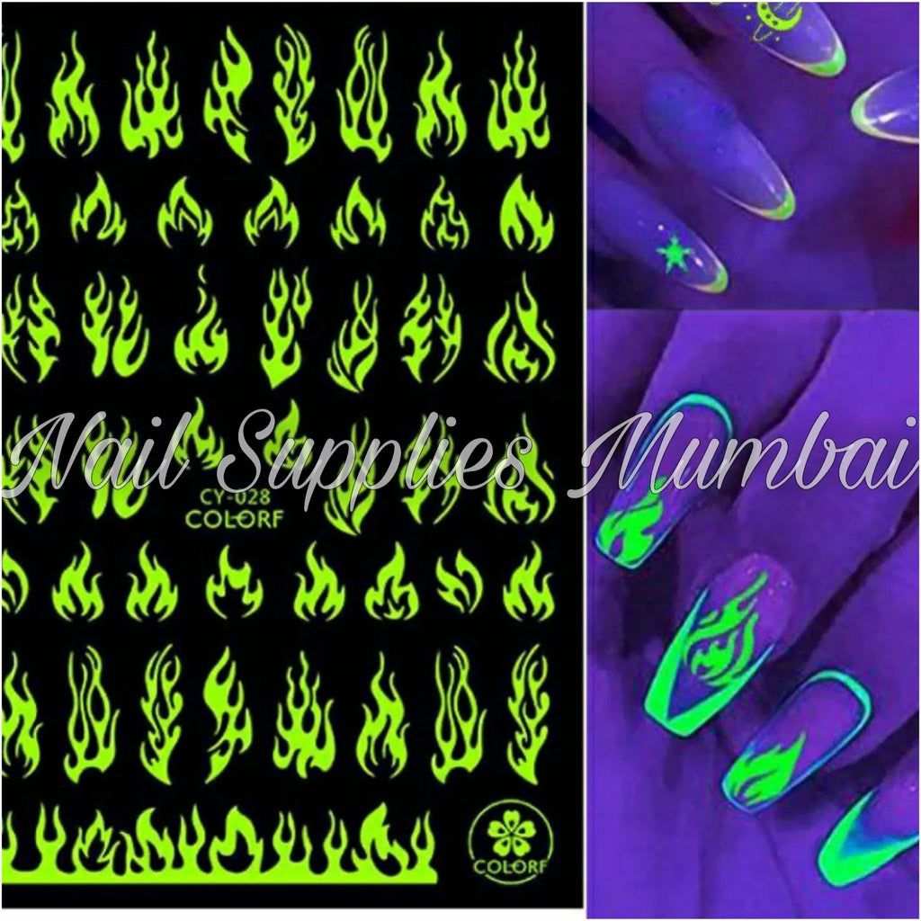 Flames Glow In The Dark Sticker Sheets (CY-028)