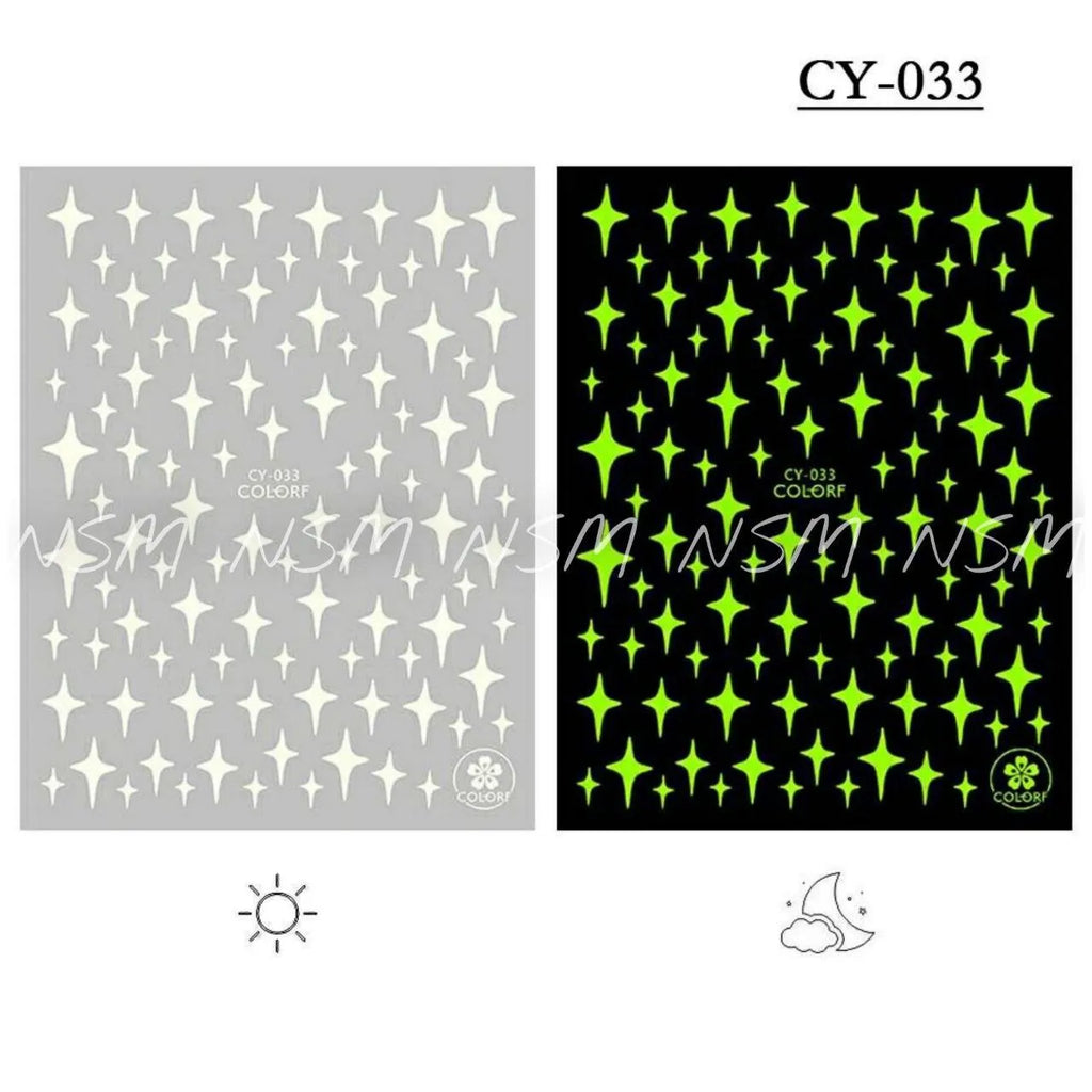 Starry Night Stars Glow In The Dark Sticker Sheets (CY-033)
