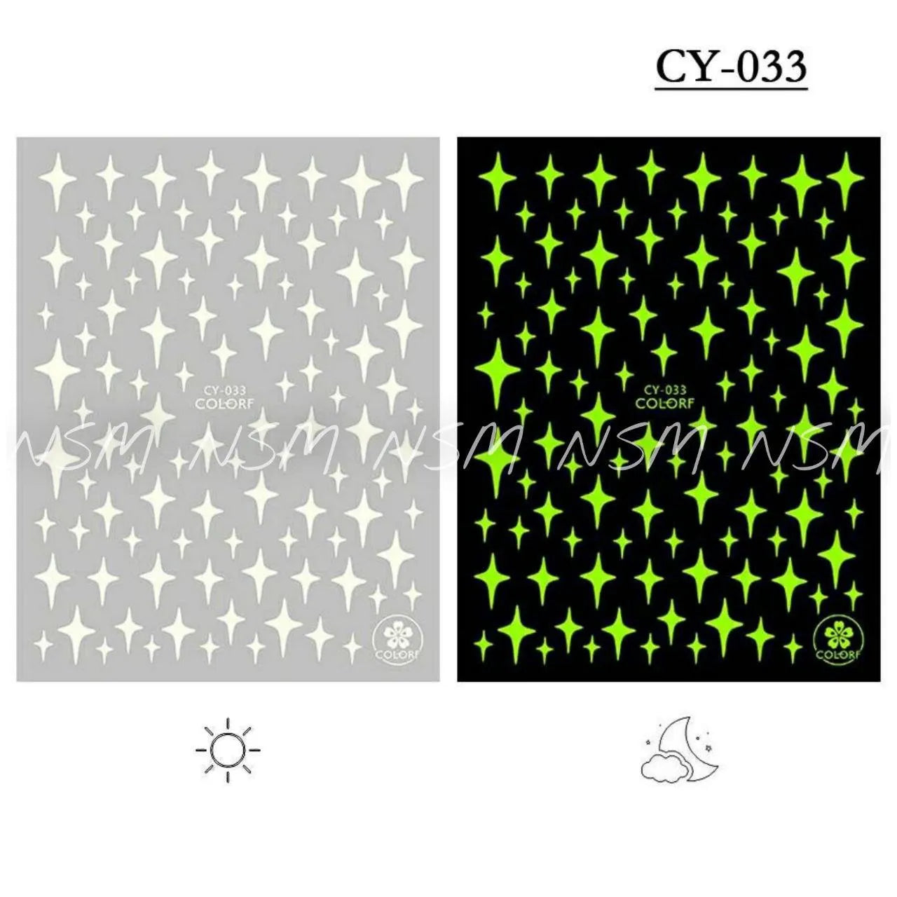 Starry Night Stars Glow In The Dark Sticker Sheets (CY-033)