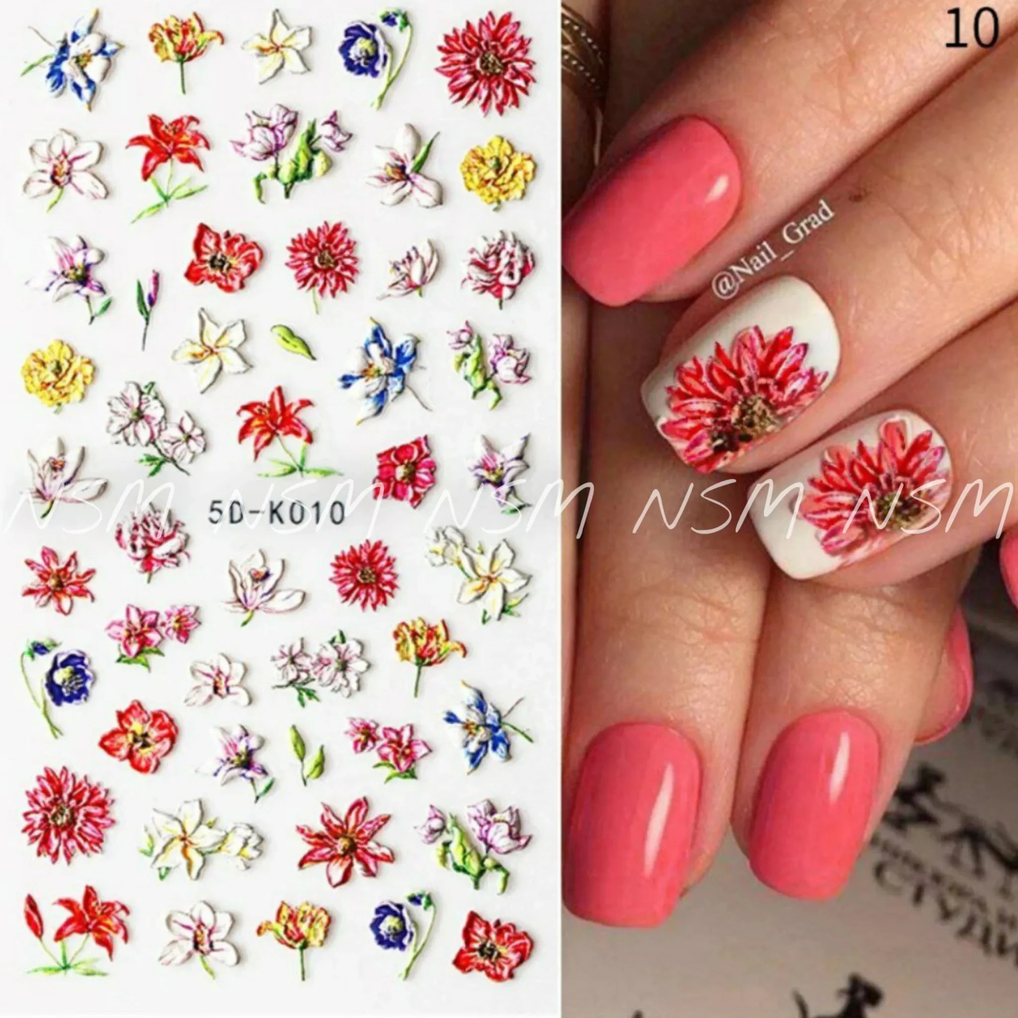 5D Flowers Stickers Sheet - K010