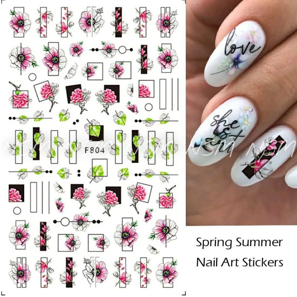 Floral Nail Sticker Sheet (JO-1648)