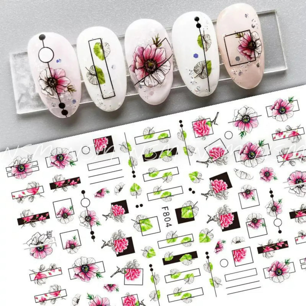 Floral Nail Sticker Sheet (JO-1648)