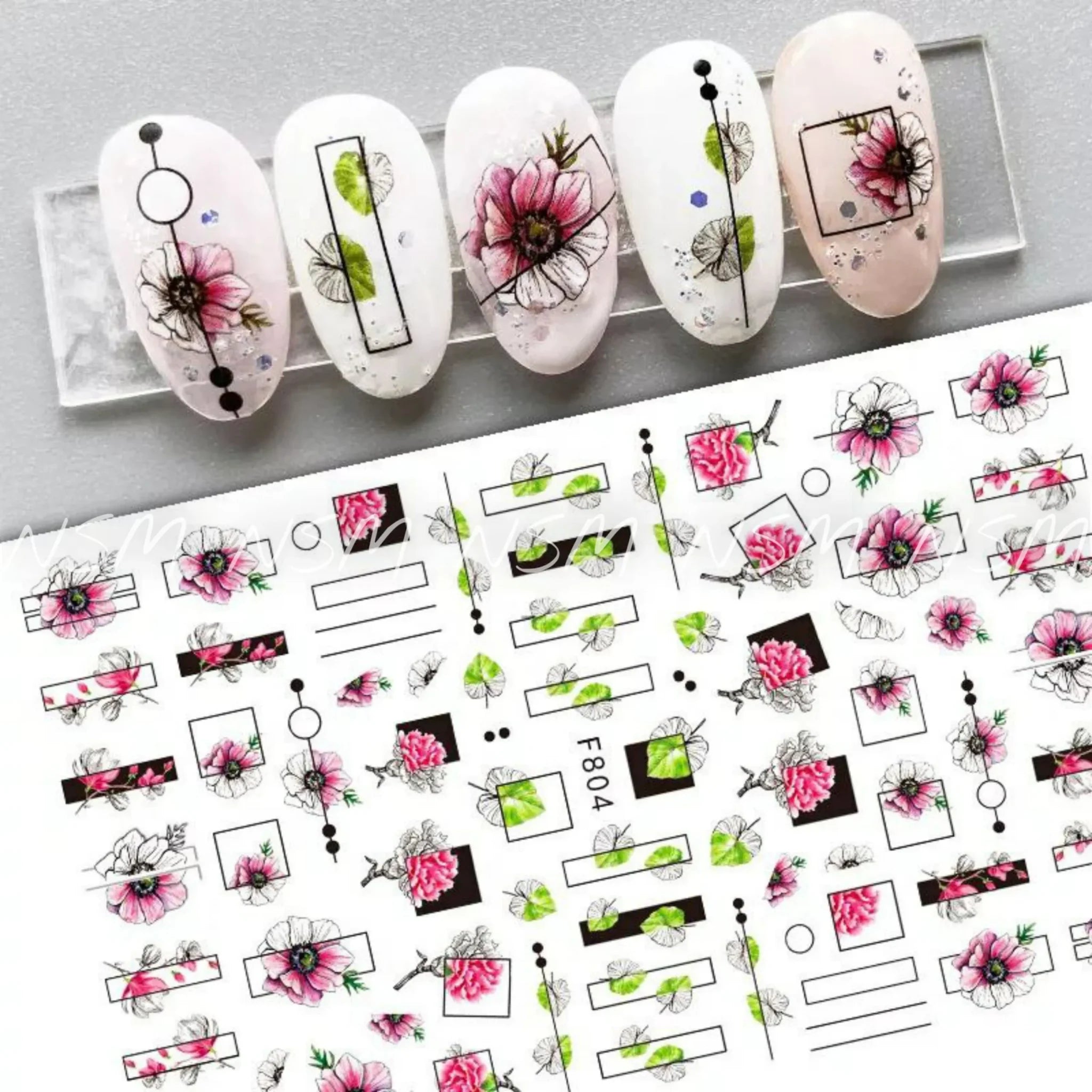 Floral Nail Sticker Sheet (JO-1648)