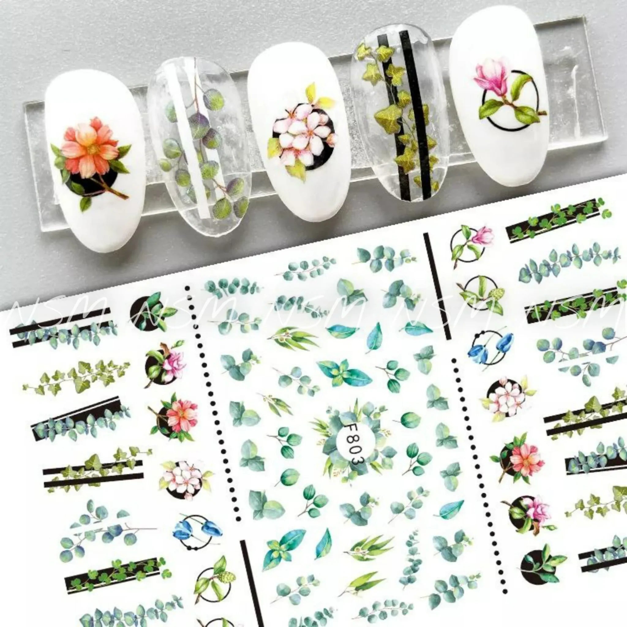 Bamboo Leaf, Leaves And Flowers Stickers Sheet (F803)