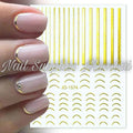 Gold Metallic Stripes And French Curves 3D Stickers Sheet
