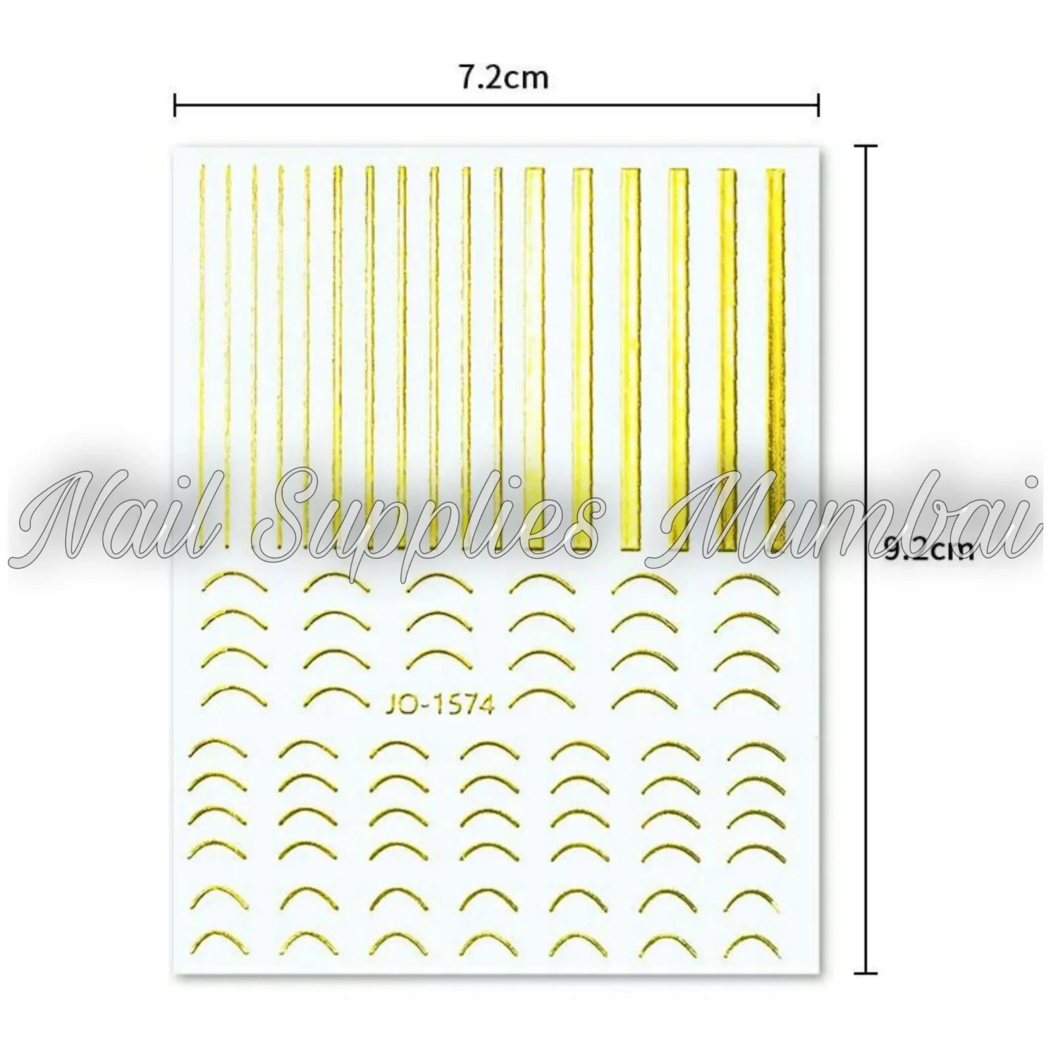 Gold Metallic Stripes And French Curves 3D Stickers Sheet