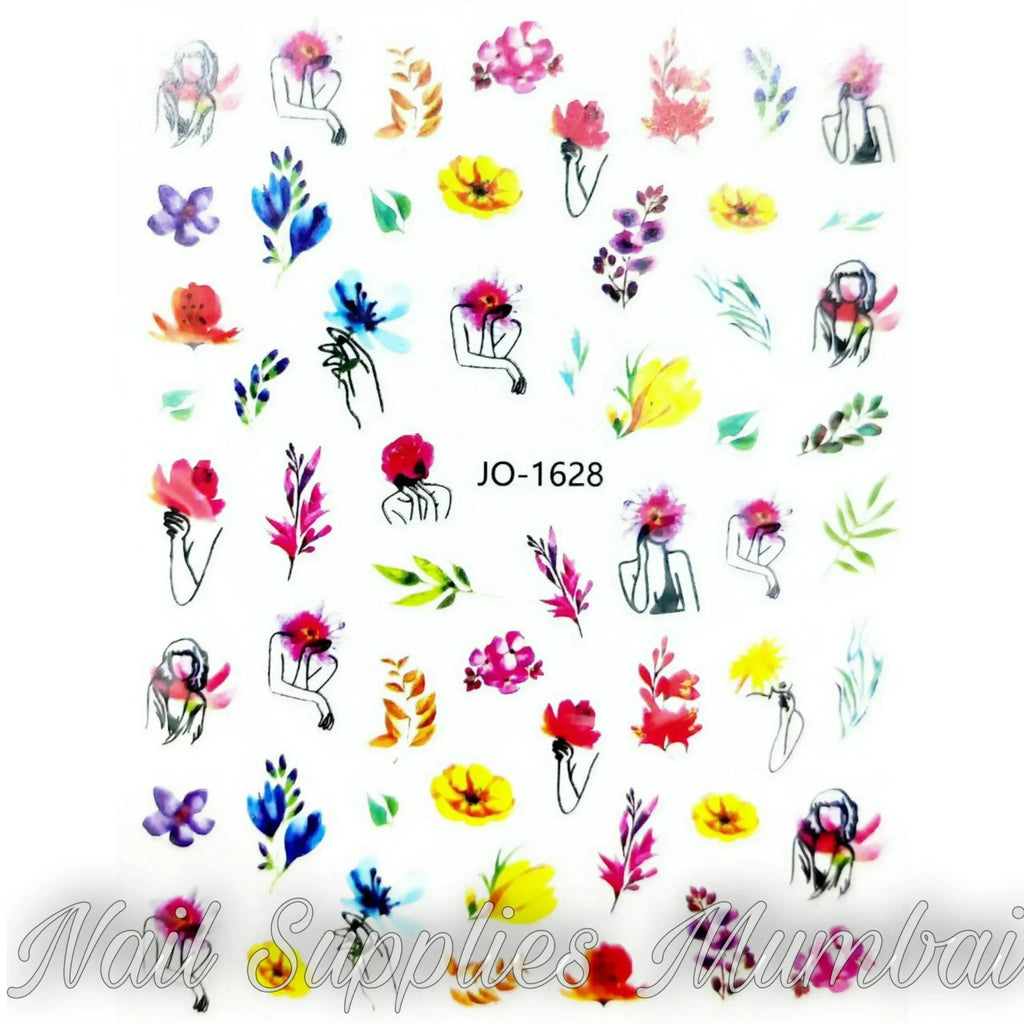 Floral, Lady And Leaf Stickers Sheet