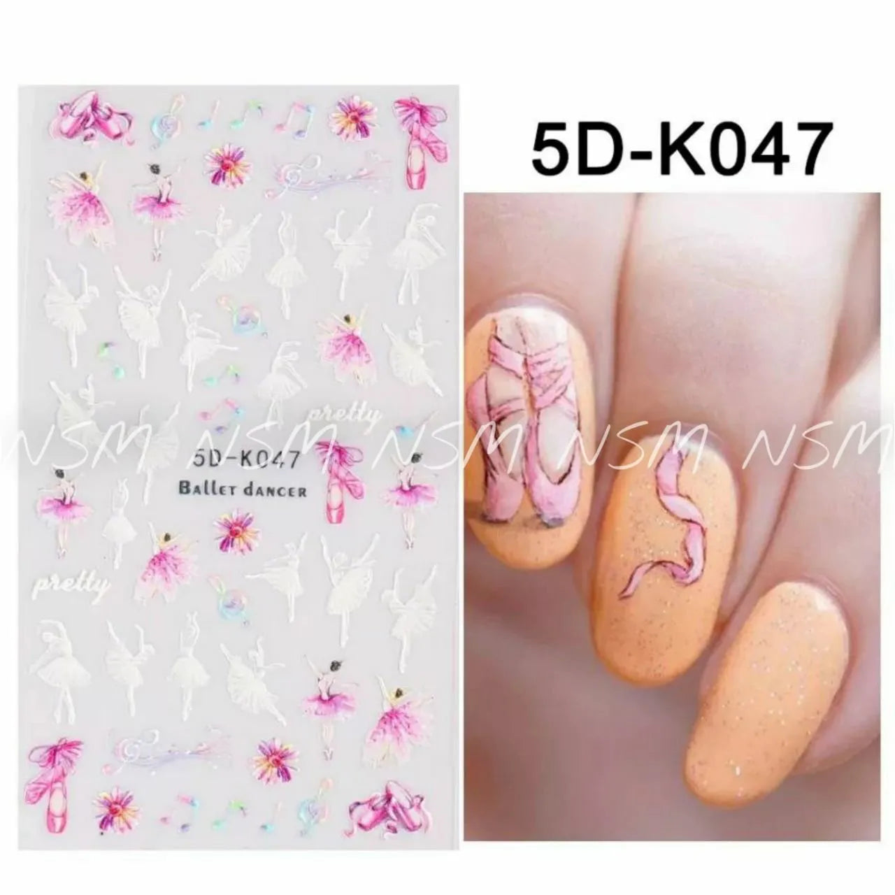 Ballerina Dancer 5D Nail Art Sticker Sheets (5D-K047)