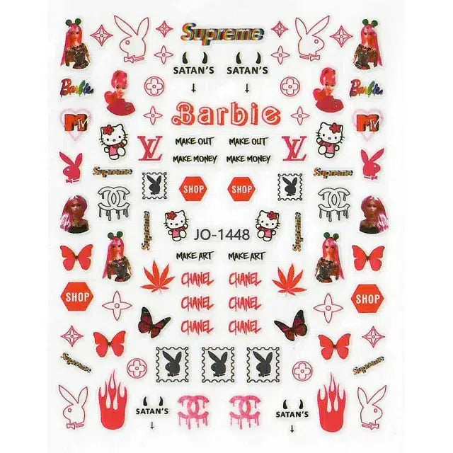 Barbie And Brands nail Stickers Sheet (JO-1448)
