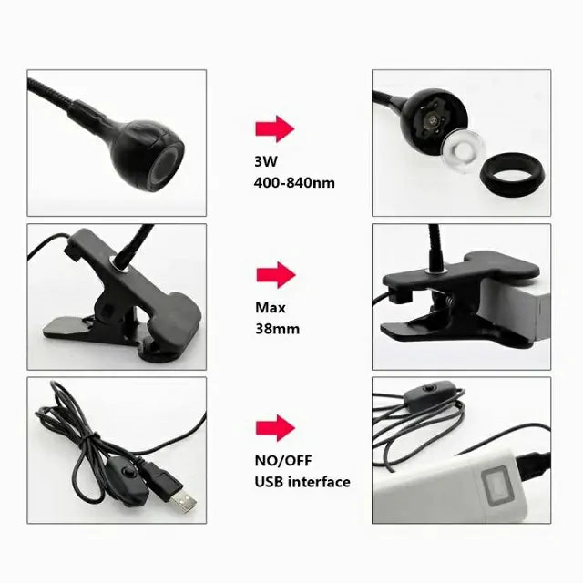 360 Degree Rotatable UV Desk Nail Lamp (3W)