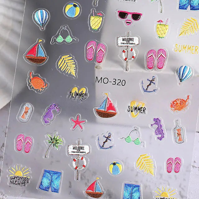 3D Beach Themed Nail Stickers (MO-320)