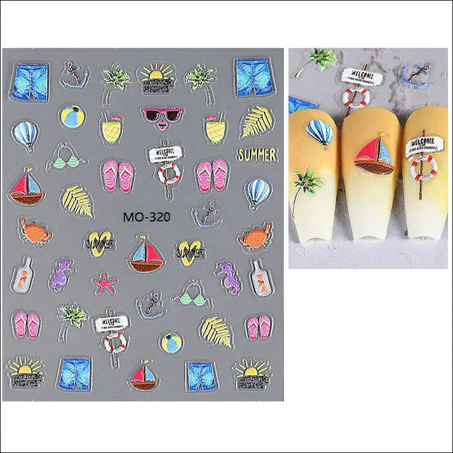 3D Beach Themed Nail Stickers (MO-320)