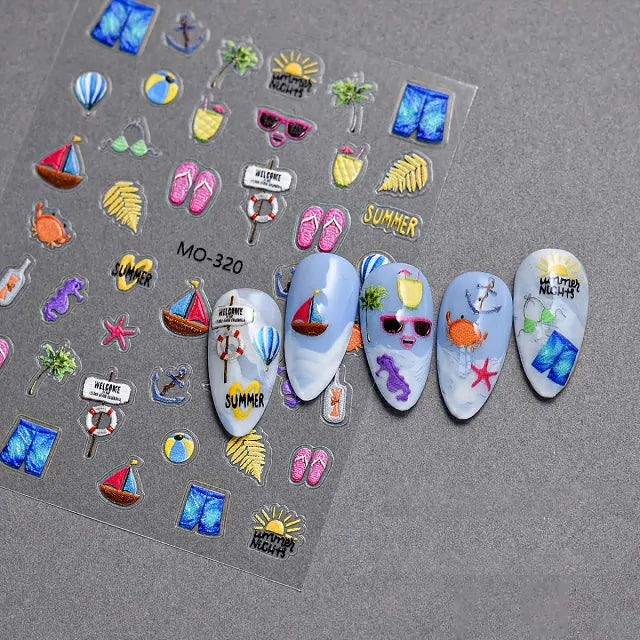 3D Beach Themed Nail Stickers (MO-320)