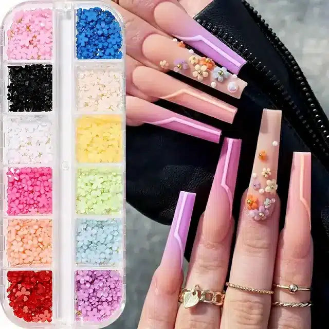3D Flowers Nail Charms Grid
