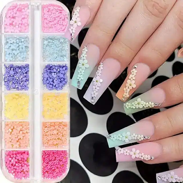3D Flowers Nail Charms Grid