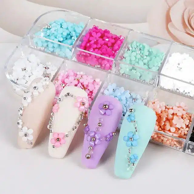 3D Flowers Nail Charms Grid
