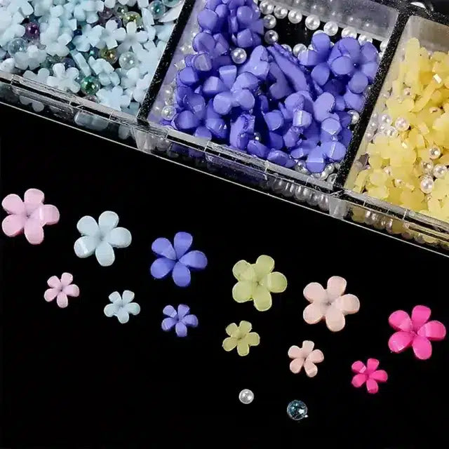 3D Flowers Nail Charms Grid