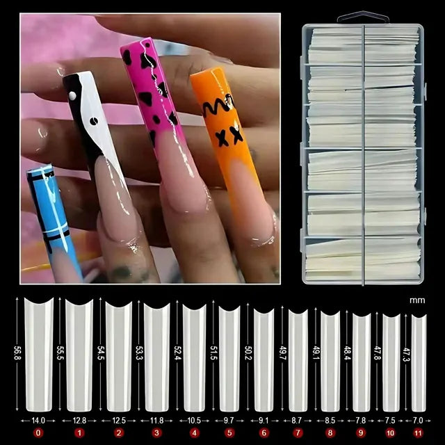 3XL Extra Long Square Half Cover Soft Gel Nail Tips (Box of 240 Pcs)