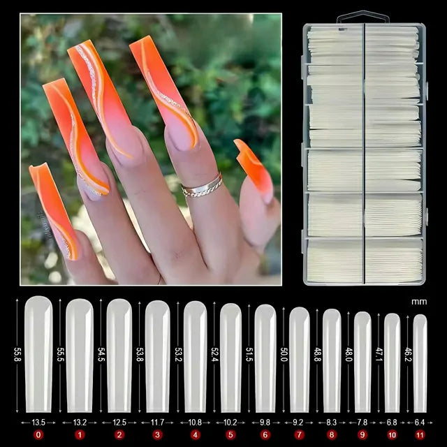 3XL Extra Long Square Soft Gel Nail Tips (Box of 240 Pcs)