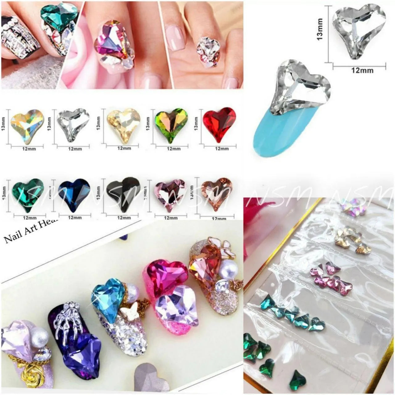 5D Heart Shaped Rhinestones Sheets