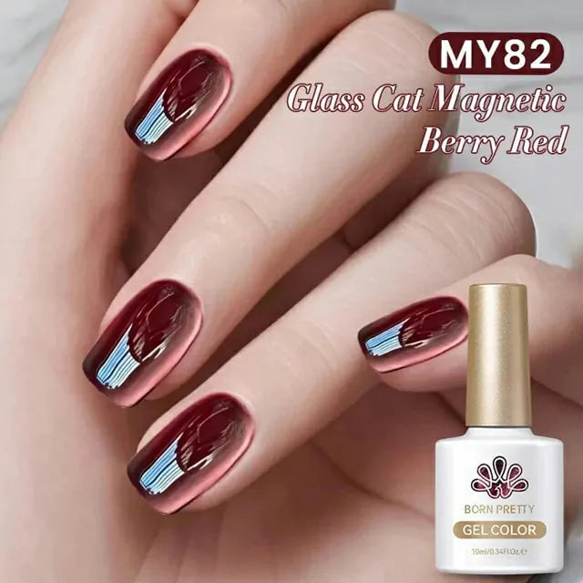 Born Pretty Autumn Water Light Cat Magnetic Gel Polish Berry Red MY82 (10ml)