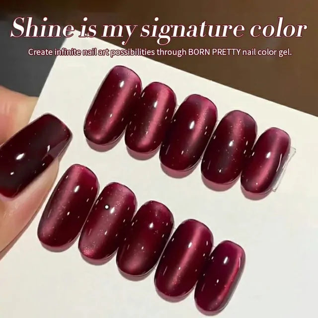 Born Pretty Autumn Water Light Cat Magnetic Gel Polish Berry Red MY82 (10ml)
