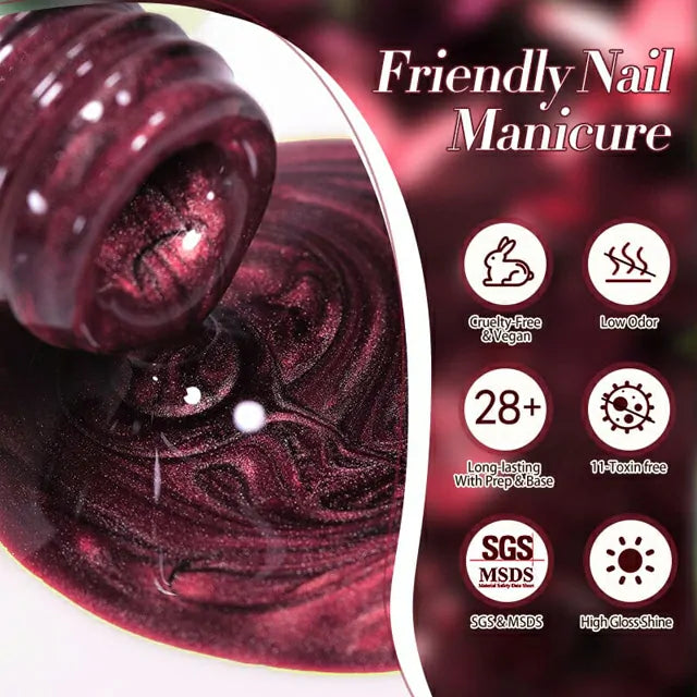 Born Pretty Autumn Water Light Cat Magnetic Gel Polish Berry Red MY82 (10ml)