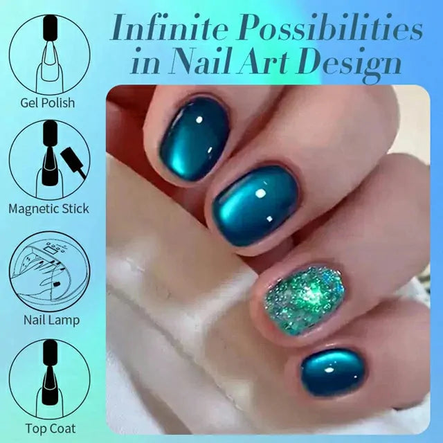 Born Pretty Autumn Water Light Cat Magnetic Gel Polish Sea Blue MY83 (10ml)