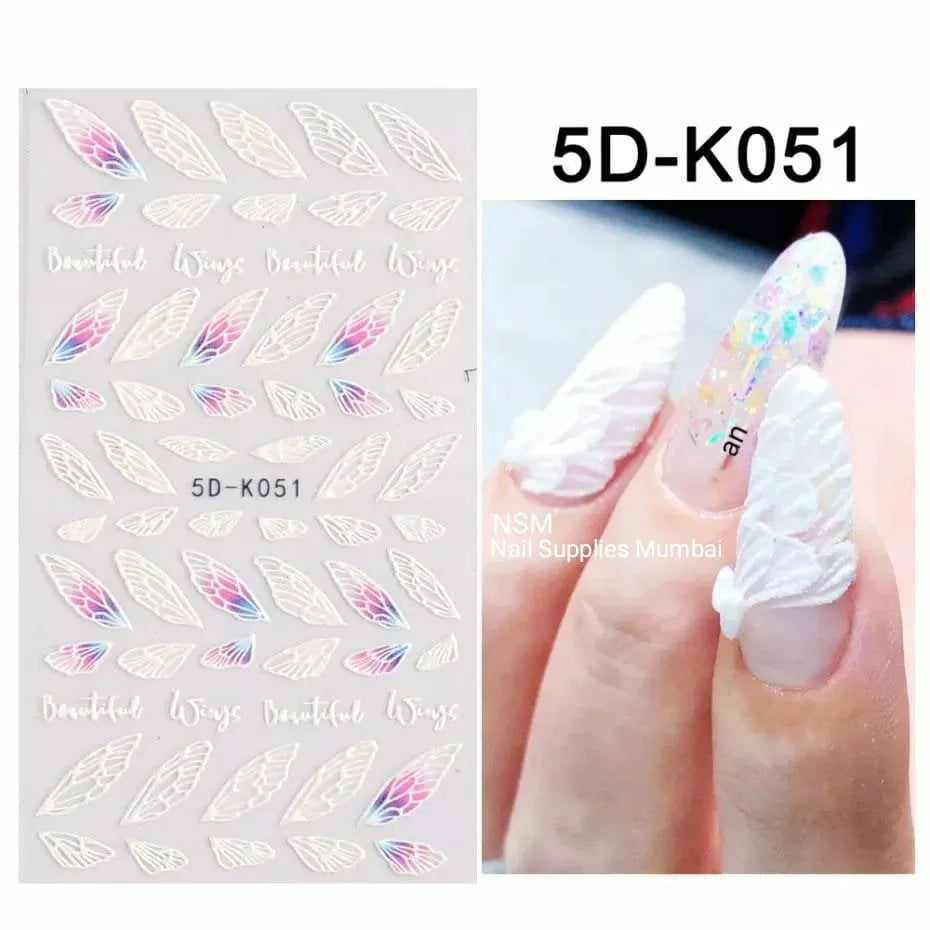Butterfly Wings 5D Nail Art Stickers Sheet