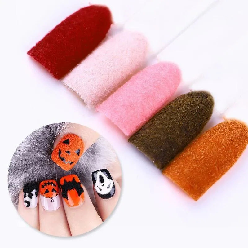 Velvet Or Fur Effect Nail Art Powder Jars (Set Of 12 Random Colors)
