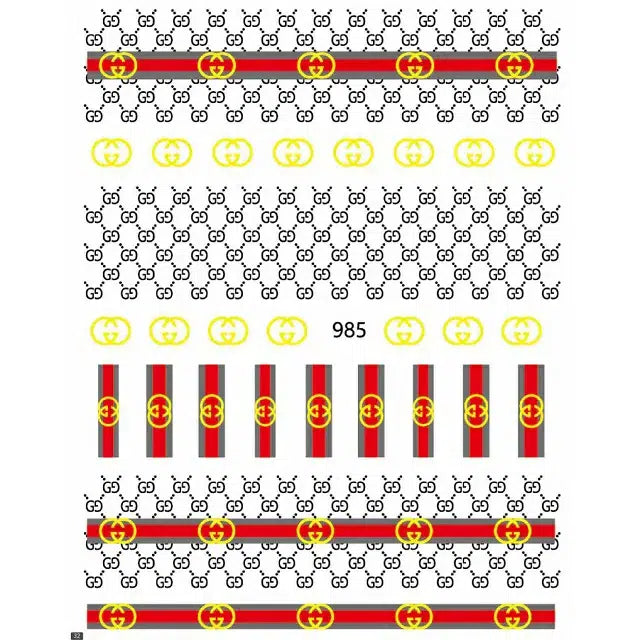 Gucci Brand Nail Stickers Sheet (985)