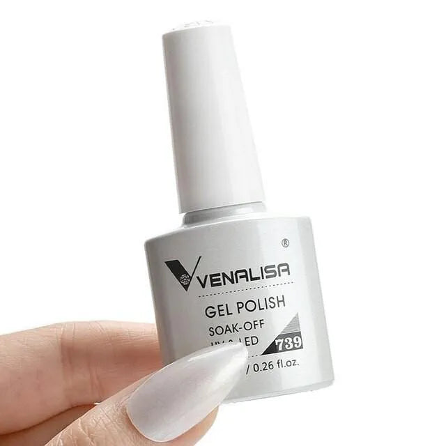 Venalisa Gel Polish Shade No. 739 - Pearl White Shimmer Color (7.5ml)