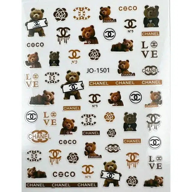 Teddy Coco And Brand Nail Stickers Sheet (JO-1501)