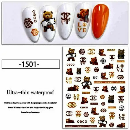 Teddy Coco And Brand Nail Stickers Sheet (JO-1501)