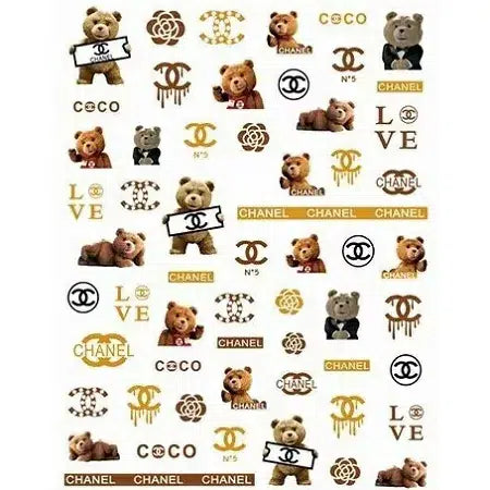 Teddy Coco And Brand Nail Stickers Sheet (JO-1501)