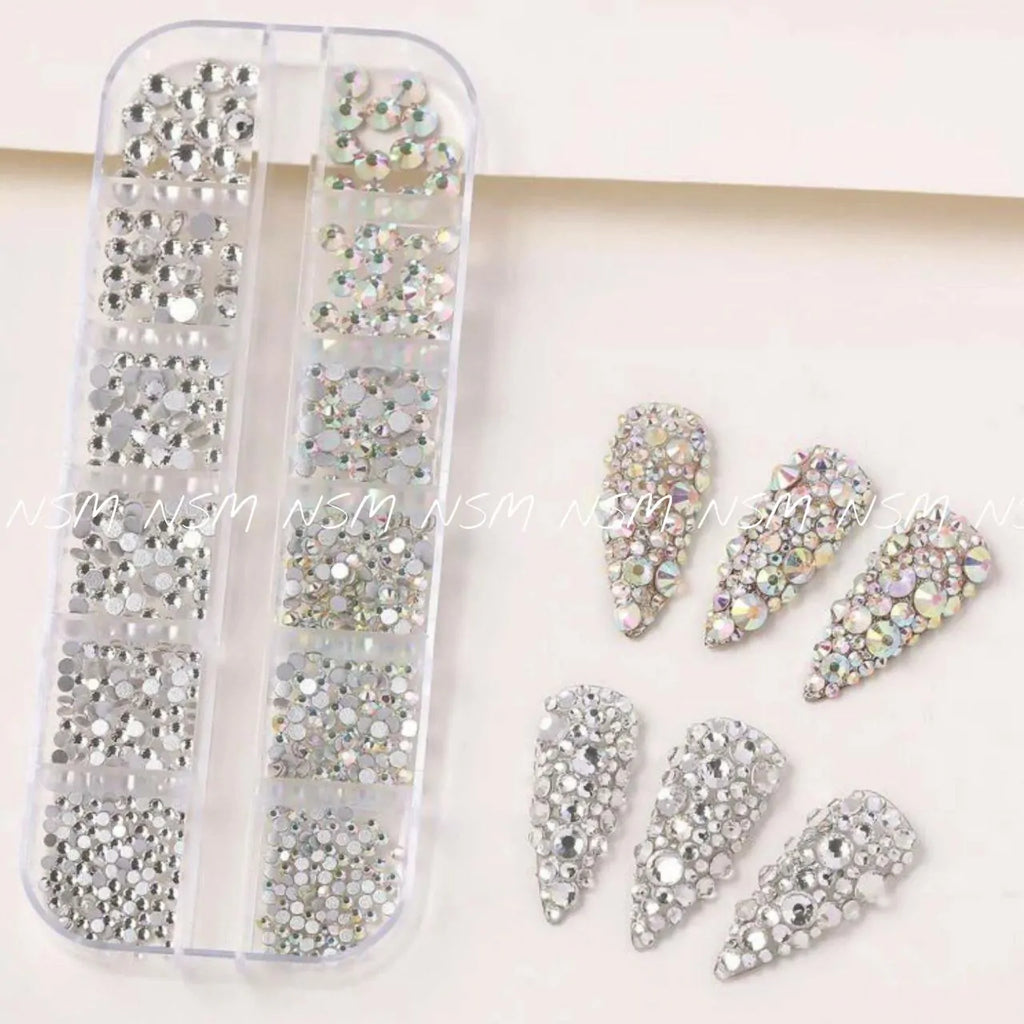 AB Aurora And Silver Rhinestones Grid