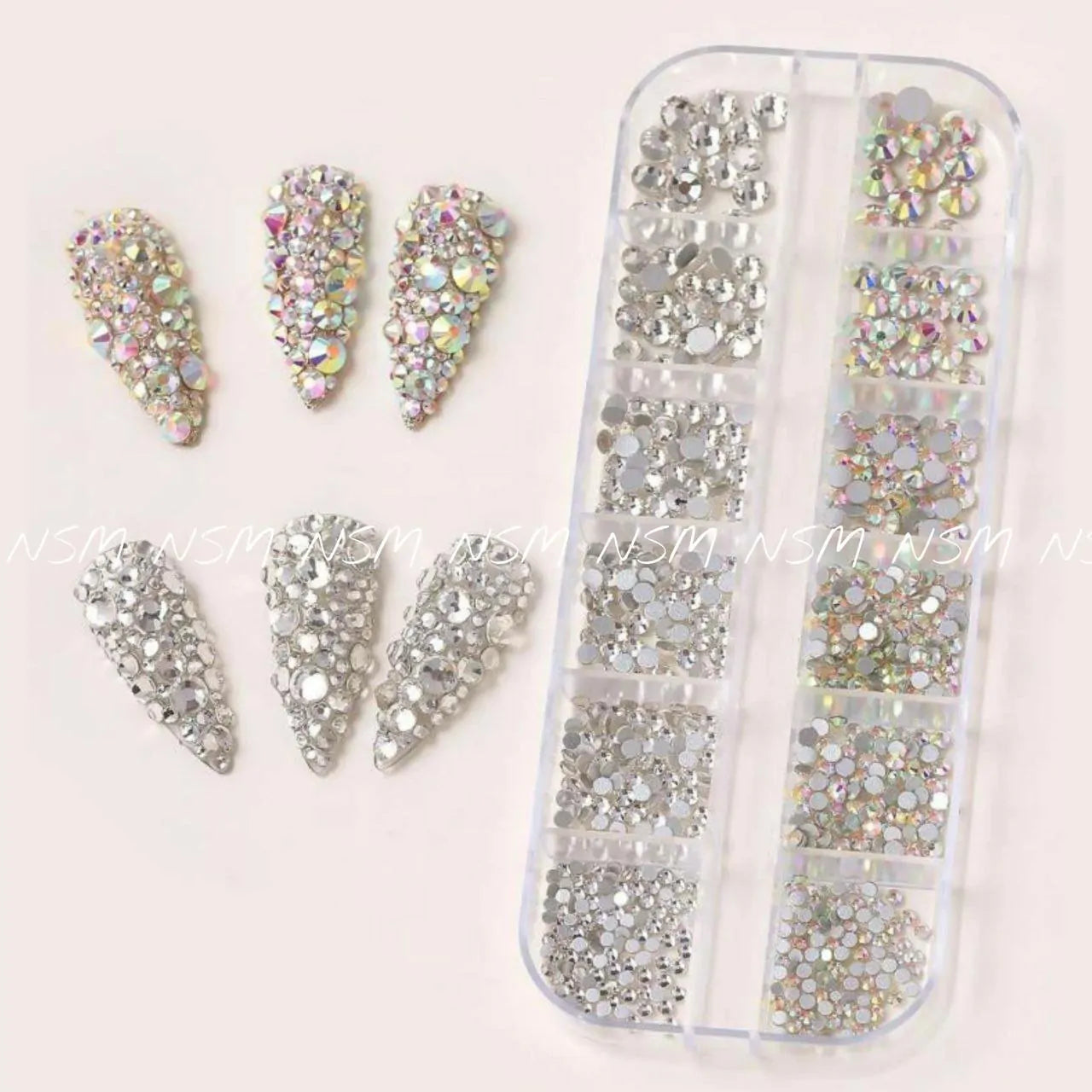 AB Aurora And Silver Rhinestones Grid