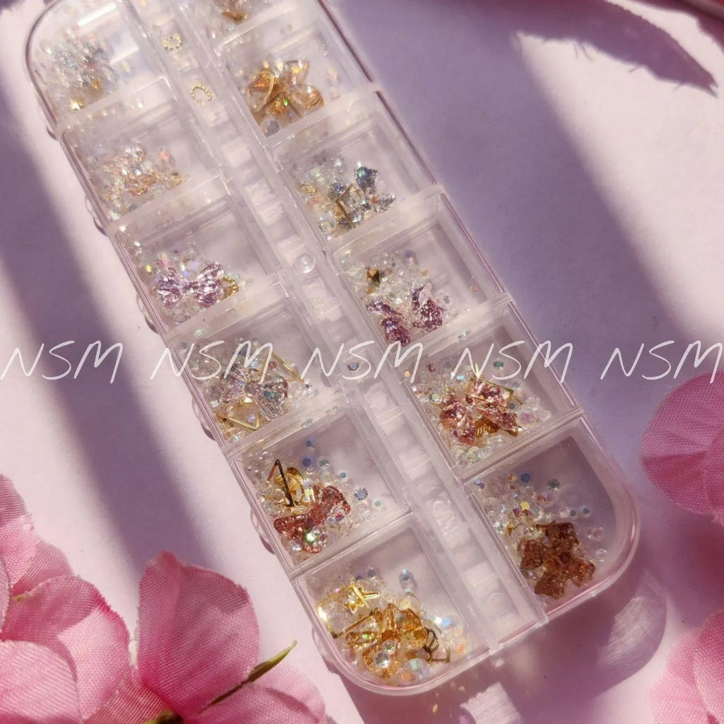 Aurora Rhinestones Glitter Bows And Rivets Mix Grid