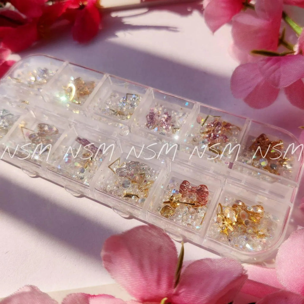 Aurora Rhinestones Glitter Bows And Rivets Mix Grid